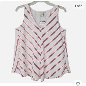 CYNTHIA Rowley Red White Stripes Top Size L